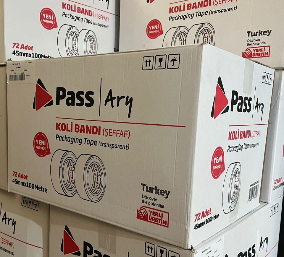 PASS / ARY Şeffaf Koli Bandı 45x100 Metre (KOLİ)