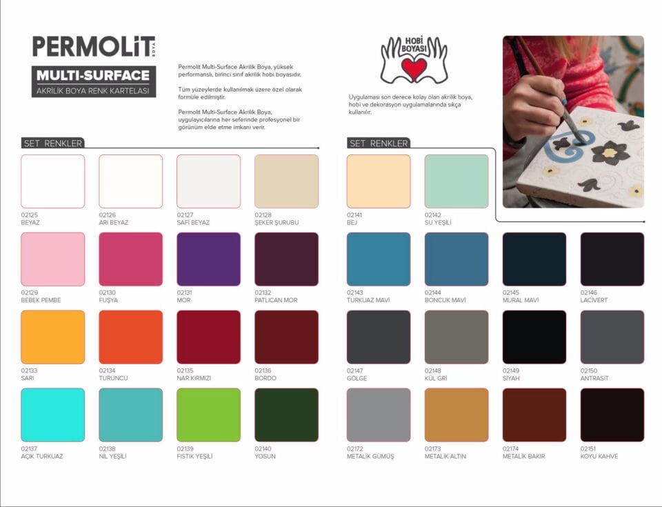 Permolit Multi Surface Akrilik Boya 120 ML (6'lı Kutu)